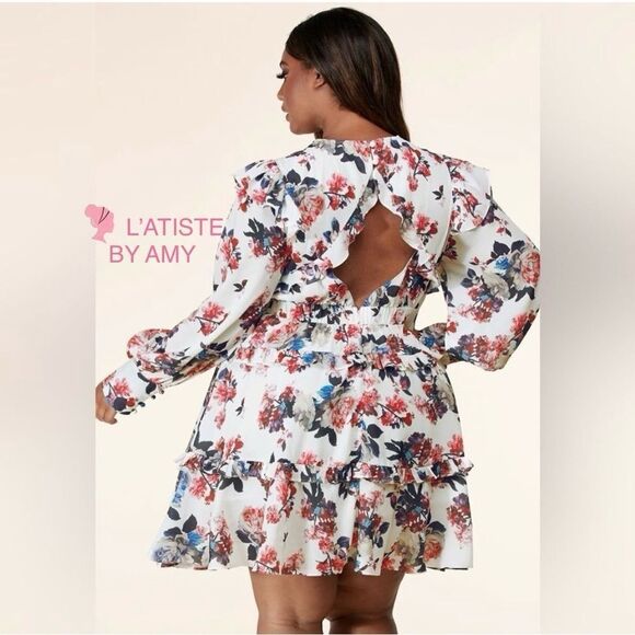 ❤️NEW L’atise by Amy Cutout Floral Print Fit and Flare - Picture 1 of 15